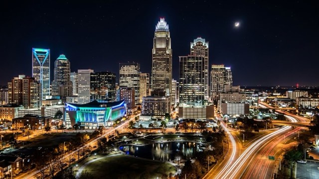 City skyline at night